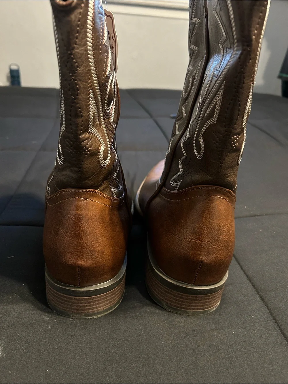 Brown Western Cowboy Boots with White Stitching